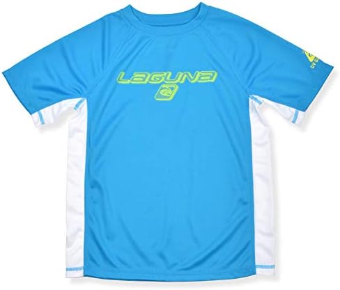 LAGUNA Boys Crewneck Short Sleeve Loose Fit Rashguard Swim Sun Tee Shirt UPF 50+ - Hawaiian Ocean, Size 10/12