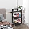 Sywhitta 3-Tier Plastic Rolling Utility Cart with Handle, Multi-Functional Storage Trolley for Office, Living Room, Kitchen, Movable Storage Organizer with Wheels, Black #5