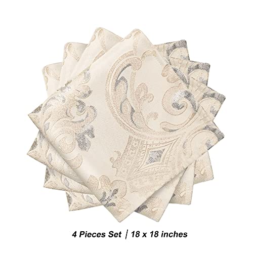 Loom And Mill Luxury Cloth Napkins 18 X 18 Inches, Elegant Classic Damask Soft Washable Fabric Dinner Cocktail Napkin For Every Day Use Dining Table Decorations(Light Apricot, Set Of 4) #TOP1