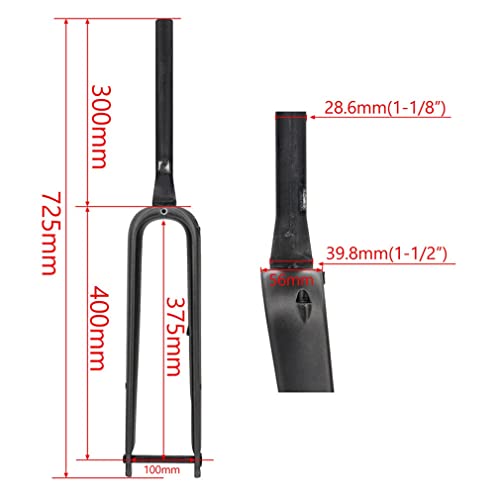 700C Road Bike Front Fork Bicycle Front Fork,Carbon Fiber Rigid Fork/Spine Tube 28.6 * 39.8 * 300Mm/Disc Brake/Barrel Axle Open Gear 12 * 110Mm/Maximum Tire Clearance 700X45Mm #TOP1
