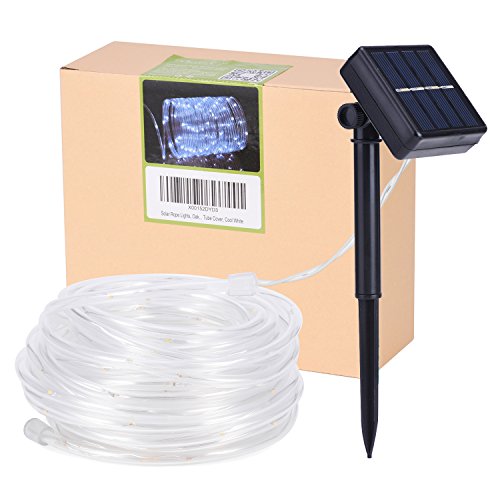 Oak Leaf Outdoor Solar String Lights, 41 Feet Solar Rope Lights 100LED Outdoor Lighting Rope, Waterproof Copper Wire Tube Lights with Solar Panel for Outdoor Indoor Home Garden Patio Parties - Thumbnail 7