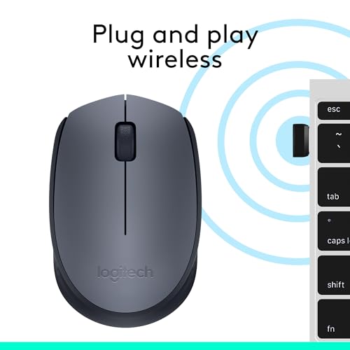 Logitech M170 Wireless Mouse, 2.4 GHz with USB Nano Receiver, Optical Tracking, 12-Months Battery Life, Ambidextrous, PC/Mac/Laptop - Grey