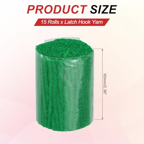 Image of MECCANIXITY 15 Rolls Latch Hook Yarn, 3mm Grass Green Latch Hook Kit Yarn Precut Hook Rugs Making Crochet Bundles for Rug Adults Beginners Tapestry DIY Craft