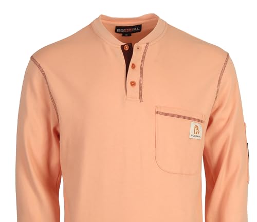 BOCOMAL FR Shirts Flame Resistant Shirts FR T Shirt NFPA2112/CAT2 7oz Pink Long Sleeve Fire Retardant Henley Shirts - Thumbnail 6