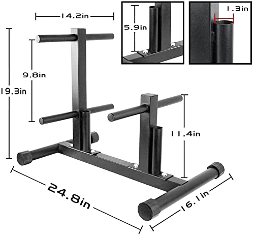 Luwint Compact Standard Weight Plate Tree, 1 In Weight Plate Storage Rack With 2 Standard Barbell Holder For Home Gym #TOP4