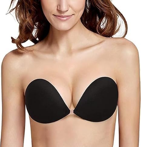 Reusable Adhesive Sticky Bra for Women | Strapless Backless Invisible Push Up Bra | Self Adhesive Seamless Wireless Stick On Bra for Saree, Gown & Dresses | Black-picture-30
