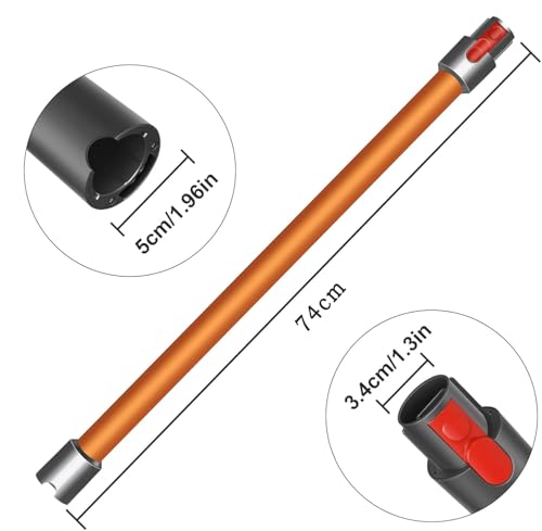Schnellspannstab, kompatibel mit Dyson V15, V11, V10, V8, V7, Staubsauger-Verlängerungsstange, Verlängerungsrohr, 73 cm, Orange