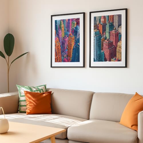 Image of COLOSSAL ART HOUSE Wall Art Set of 2 - 10x13 inch Framed Paintings for Living Room, Bedroom & Home Decor - Modern Wall Decoration for Interior Spaces, Aesthetic & Stylish Design Yellow