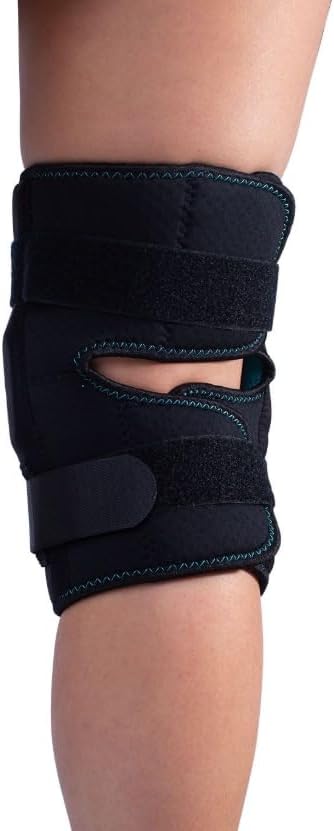 DonJoy knee brace on a person's leg, side view