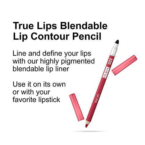 Pupa Milano True Lips Blendable Lip Liner - Dual-Ended Matte Lining Color And Brush - Light And Creamy, Hydrating, High Pigment, Smudge Proof Formula - Paraben Free - 032 Strawberry Red - 0.042 Oz #TOP1