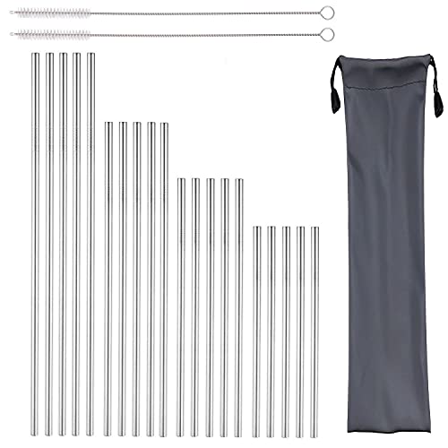 Reusable Stainless Steel Drinking Straws 20 Pcs Straight Straws And 20 Pcs Bent Straws #TOP1