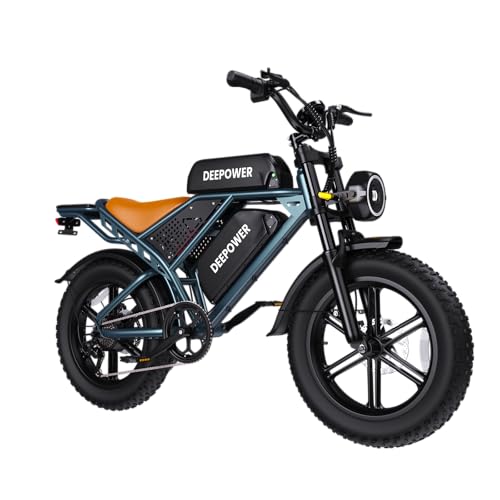 DEEPOWER Electric Bike for Adults,2000W Peak Motor&28MPH Electric Dirt Bike，48V