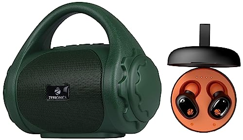 Image of ZEBRONICS Zeb-Sound Bomb 1 TWS Earbuds with BT5.0, Up to 12H Playback & Zeb-County 3W Wireless Bluetooth Portable Speaker with Supporting Carry Handle, USB