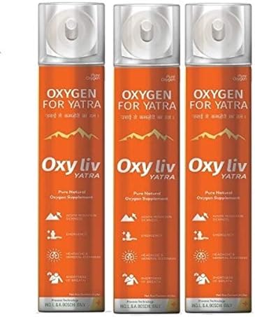 OXY LIV YATRA ULTRA PORTABLE PURE OXYGEN GAS CAN/CYLINDER BUY 2 (12 Litre) GET 1 (6 Litre) FREE For High Altitude, Pollution And Breathlessness.