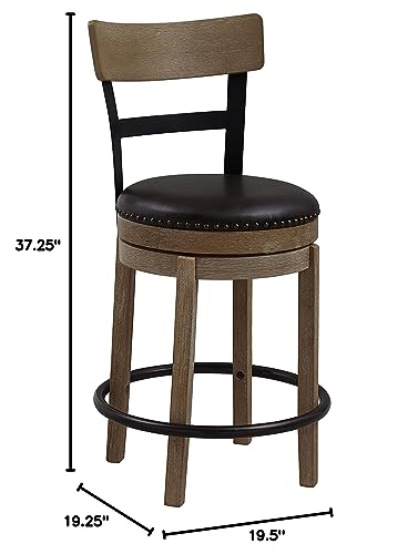 Ball & Cast Swivel Counter Height Barstool 24 Inch Seat Height Light Brown Set Of 1, Brown Seat #TOP7