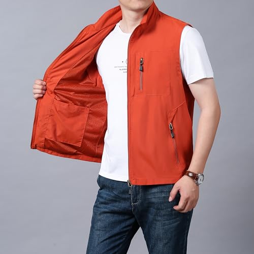 Image of Lightweight Outdoor Vest Jacket for Men, Windbreaker for Golf, Safari, Travel, Fishing, Hiking