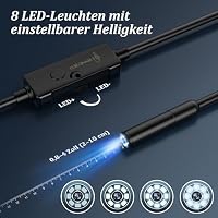 Endoskopkamera mit Licht, Ennovor 1920 HD Endoskop-Kamera Handy mit 8 LED Licht, Kein WLAN Erforderlich Inspektionskamera Wasserdichtes Ip67 Kanal-Kamera für Android & Tioknmg, Tablet (16.4 ft/5m) – Ansicht 5