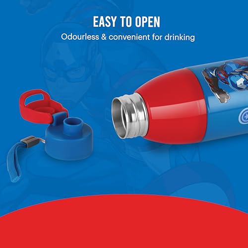 Image of CELLO Kidzbee Uranus 600 Insulated Kids Water Bottle 540ml Dark Blue | 3D Touch & Feel Cartoon Design Easy to Carry Lightweight Leakproof Flip Cap Insulated Water Bottle For School Kids