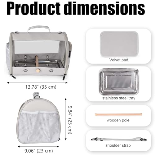 image for halinfer Small Bird Travel Carrier Cage for Long Tail BirdCockatiel Pa