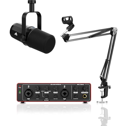 Image of Audio Array Complete Podcast Bundle | USB /XLR Dynamic Mic with Audio Interface 24bit /192kHz & Boom Arm Stand | Professional Streaming & Recording Kit for PC, Mac & Mobile Devices - PB-02