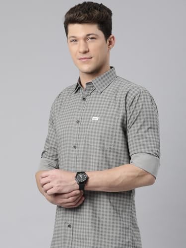 Image of Majestic Man Men Comfort Slim Fit Pure Cotton Tartan Checked Casual Shirt