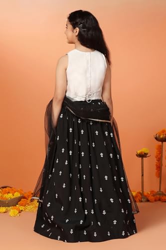 Image of Fashion Dream Girls Silk Blend Readymade Embroidered 3 Piece Lehenga Choli Set|Lehenga Choli,Ethnic Wear|Lehenga for Kids|Lehenga Set
