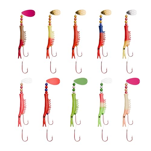 KOKOPROS Kokanee Fishing Shrimp 10 Pack - Multicolor Spinner Blades,