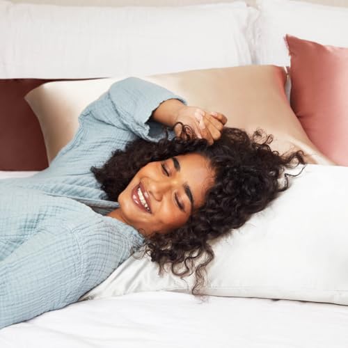 Kitsch Satin Pillowcase with Zipper for Hair & Skin, Softer Than Silk Pillow Cases Queen Size Set of 2, Wrinkle-Free, Smooth and Cooling Satin Pillow Covers, Standard Size 19"x26" - Ivory, 2pcs - 9