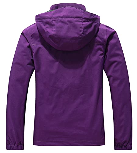 Image of MOERDENG Women's Waterproof Rain Jacket Lightweight Raincoat Hooded Hiking Jacket Softshell Windbreaker