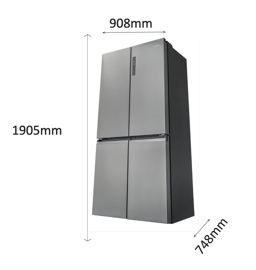 Haier - Réfrigérateur multi-portes CUBE 90 Series 5 HCR5919ENMM - 4 Portes, Total No Frost, MyZone, Humidity Zone, Compresseur Inverter, LED, 908x748x1905 mm, Classe E, New Platinum Inox – Image 5