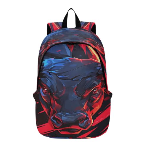 Sac à dos ordinateur portable taureau de dessin animé sac de voyage rembourré