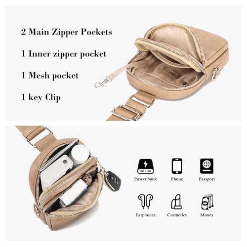 INICAT Anti Theft Crossbody Bags for Women Travel Small Sling Bag Fanny Packs Cross Body Purses Everyday(Khaki Antitheft) by INICAT - Used condition - Image 5