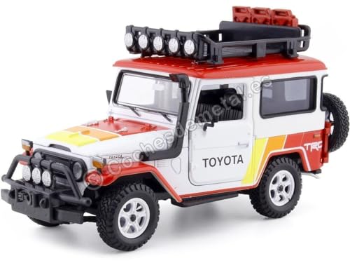 Cochesdemetal 1974 Toyota FJ40 Hard Top Off Road Con Portaequipajes Blanco/Rojo 1:24 Motor Max 79137