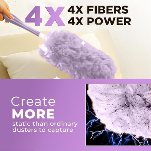 Image of Disposable Microfiber Feather Duster for Home Cleaning with 5 Refills-Multipurpose Dusting Brush with Bendable Head Ideal for Cleaning AC Vents Car Blinds Furniture Hard-to-Reach Gaps