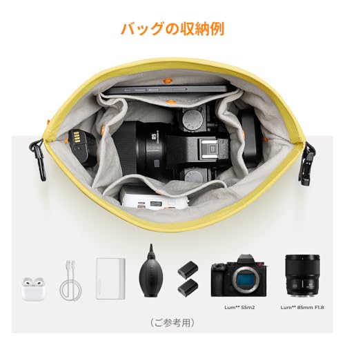 [K&F Concept]カメラクラウドポーチバッグ ロールトップドローストリング軽量カメラバッグ ショルダーバッグ おしゃれ カメラケース ストラップ取り外しカメラバッグ 軽量ポーチ ポーチ ミラーレスカメラショルダーバッグ カメラアクセサリー/小物入れ/デジタルカメラ収納バッグ