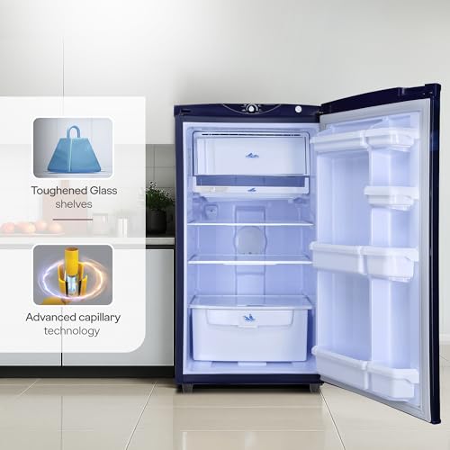 Image of Godrej 180L 2 Star Direct Cool Single Door Refrigerator with 5 Year Comprhensive Warranty, Jumbo Vegetale Tray, Toughened Glass shelves (RD EDGE 205BN THF PP BL, Pep Blue)
