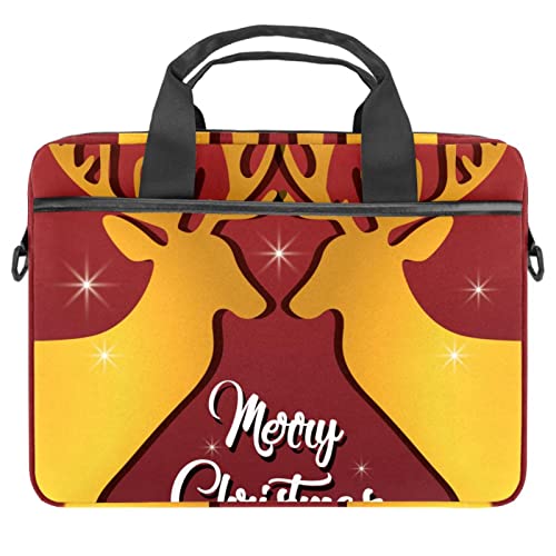Sac à bandoulière pour ordinateur portable 13 à 14.5 pouces sacoche rouge à motif rennes de Noël
