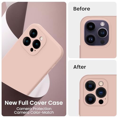 Image of FireNova Designed for iPhone 14 Pro Max Case, Silicone Upgraded [Camera Protection] Case, Soft Anti-Scratch Microfiber Lining Inside, 6.7 inch, Pinksand