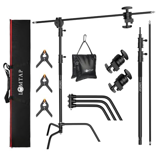 LOMTAP C Stand with Boom Arm, 10.8ft/330cm Heavy Duty Light Stand