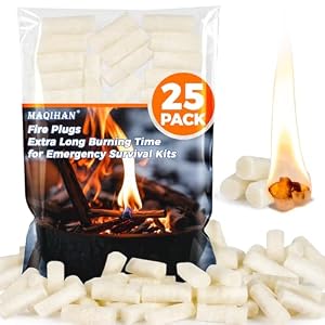 MAQIHAN Fire Starter – 25PACK Fire Plugs Fire Starter Survival Tool, Fire Starters for Campfires, Fire Starter Kit, Fire Starters for Survival, Fire Starter Sticks for BBQ Fireplace Camping
