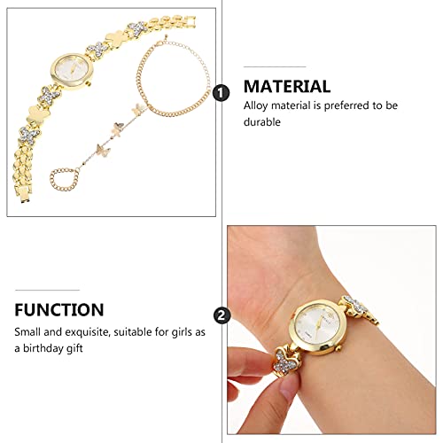 Hemobllo Lip Gloss Set Watch Bracelet Set Rhinestone Wrist Watch Bracelet Jewelry Gift Set For Girlfriend Wife Mom Anniversary Christmas Birthday Valentines Day Beaded Bracelets #TOP2