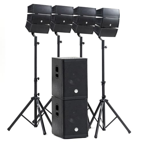 Pack Sono DJ 2000W Complet BM Bmsonic BMS-12-ARRAY-BT - 4 Enceintes Satellites, 2X SUB 31cm USB/Bluetooth, Supports Câbles