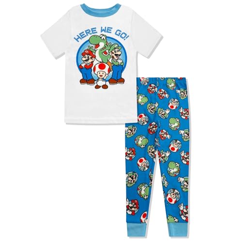 Super Mario Boys Pajama Set - Super Soft 2 Piece Toddler Boys Matching PJ Set- Short Sleeve Shirt & Shorts - Official License