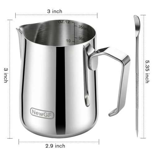 NewGF Milk Frothing Pitcher 12oz, Stainless Steel Espresso Cup for Latte Art $12.49 AC + 50% Off Code LH2VL1I7 - image 3
