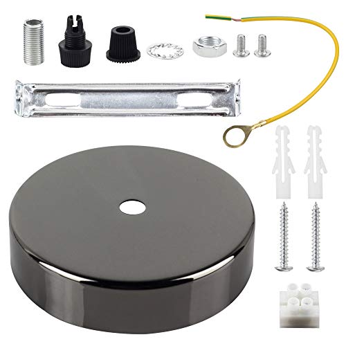 Rosone per lampadario da soffitto, con cavo e morsetto Flex, piastra di montaggio per luce, 100 mm, disponibile in vari colori Gun Metal