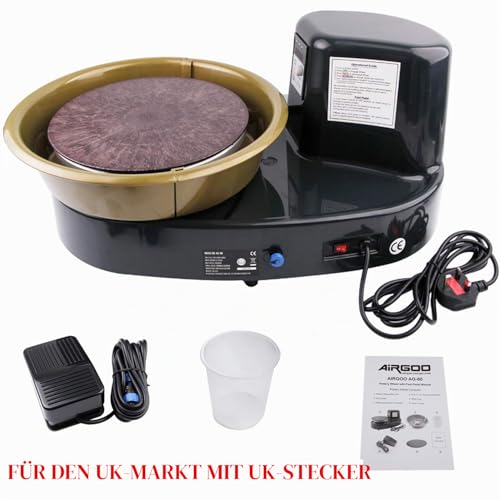 Airgoo Töpferscheibe Ceramics Clay Machine Pottery Wheel AG-60 250W Elektrische Maschine mit Independent Pedal DIY Keramik Formwerkzeug Keramik Rad Maschine