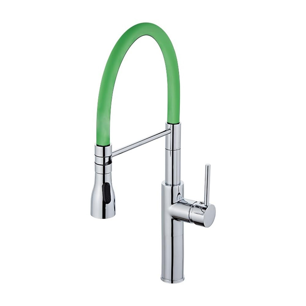 Blyqxs Green Kitchen Faucet Pull Out Deck Mounted Swivel Mixer Dual Sprayer Nozzle Water Tap Xt-67(Green)