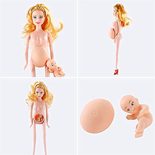 Funpa Pregnant Doll Have A Baby In Her Tummy Mom Doll Pregnant Mom Toy With Baby Doll Trolley (Blue) #TOP4