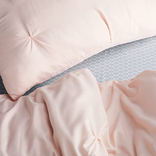 Serta Simply Clean Lightweight 7 Piece Pleated Bed In A Bag For All Season, Full, Blush #TOP2