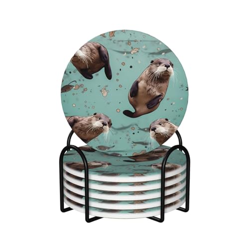 Dessous de verre céramique loutre et liège de qualité avec support